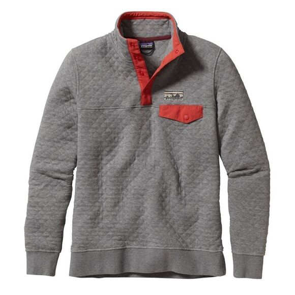 Patagonia Snap Sweatshirt Pullover Gray Pink Cotton Quilted quarter zip sz small - Picture 3 of 11